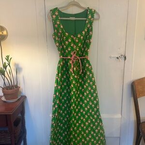Vintage green and pink quilted dress